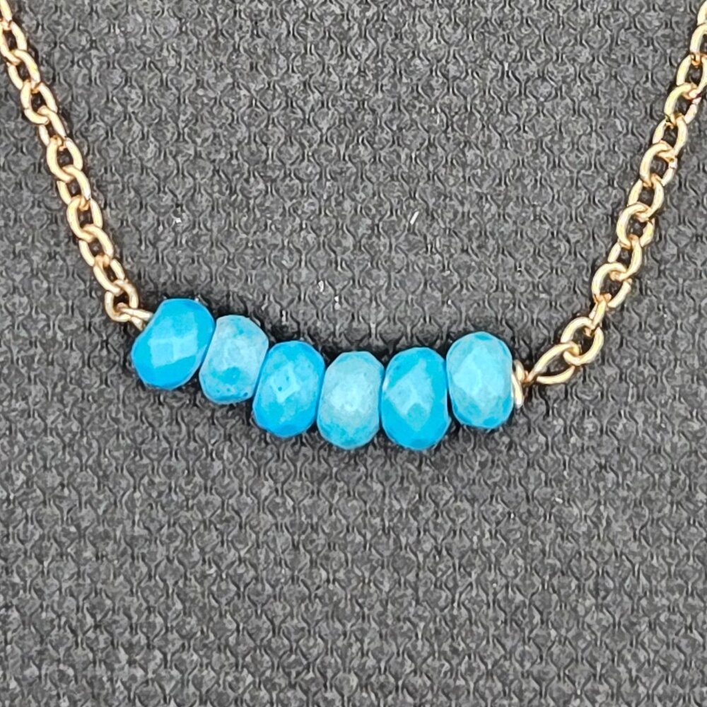 Kris Nations Turquoise Bar Necklace – Delicate Beaded Stone Jewelry